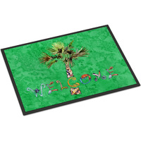 "Caroline's Treasures 8710MAT Welcome Palm Tree on Green Indoor or Outdoor Mat, 18 x 27"", Multicolor"