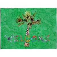 "Caroline's Treasures 8710PLMT Welcome Palm Tree On Green Fabric Placemat, Multicolor"