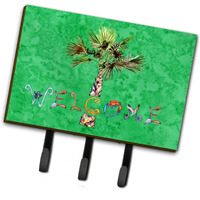 "Caroline's Treasures 8710TH68 Welcome Palm Tree on Green Leash or Key Holder, Large, Multicolor"