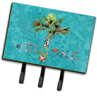 "Caroline's Treasures 8711TH68 Welcome Palm Tree on Teal Leash or Key Holder, Large, Multicolor"