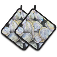 "Caroline's Treasures Clam Quahog Pair of Pot Holders 8714PTHD, 7.5HX7.5W, Multicolor"