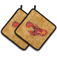 "Caroline's Treasures Lobster Pair of Pot Holders 8715PTHD, 7.5HX7.5W, Multicolor"