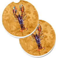 "Caroline's Treasures Lobster Set of 2 Cup Holder Car Coasters 8716CARC, 2.56, Multicolor"