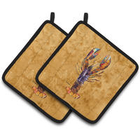 "Caroline's Treasures Lobster Pair of Pot Holders 8716PTHD, 7.5HX7.5W, Multicolor"