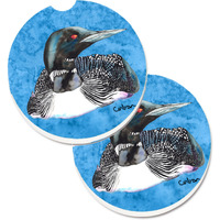 "Caroline's Treasures Loon Set of 2 Cup Holder Car Coasters 8717CARC, 2.56, Multicolor"