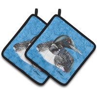 "Caroline's Treasures Loon Pair of Pot Holders 8717PTHD, 7.5HX7.5W, Multicolor"