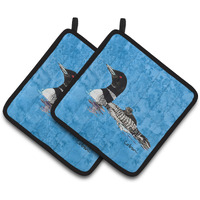 "Caroline's Treasures Momma & Baby Loon Pair of Pot Holders 8718PTHD, 7.5HX7.5W, Multicolor"