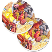 "Caroline's Treasures Lobster with Old Bay Set of 2 Cup Holder Car Coasters 8719CARC, 2.56, Multicolor"