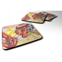 "Caroline's Treasures 8719FC Lobster Foam Coasters (Set of 4), 3.5"" H x 3.5"" W, Multicolor"