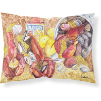 "Caroline's Treasures 8719PILLOWCASE Lobster Bake Old Bay Seasonings Moisture Wicking Fabric Standard Pillowcase, Large, Multicolor"