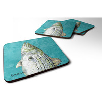 "Caroline's Treasures 8720FC Striped Bass Foam Coasters (Set of 4), 3.5"" H x 3.5"" W, Multicolor"