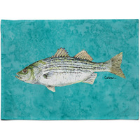 "Caroline's Treasures 8720PLMT Fish Striped Bass Fabric Placemat, Multicolor"