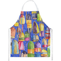 "Caroline's Treasures 8723APRON Lobster Buoys Apron, Large, Multicolor"