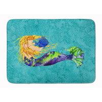 "Caroline's Treasures Blonde Mermaid on Teal Floor Mat, 19"" x 27"", Multicolor"