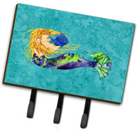 "Caroline's Treasures 8724TH68 Blonde Mermaid on Teal Leash or Key Holder, Large, Multicolor"