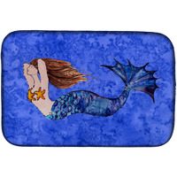 "Caroline's Treasures Brunette Mermaid On Blue Dish Drying Mat, 14"" x 21"", Multicolor"