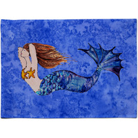 "Caroline's Treasures 8725PLMT Brunette Mermaid On Blue Fabric Placemat, Multicolor"