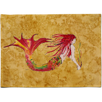 "Caroline's Treasures 8727PLMT Ginger Red Headed Mermaid On Gold Fabric Placemat, Multicolor"