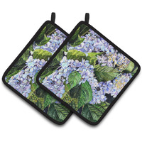 "Caroline's Treasures Hydrangea Pair of Pot Holders 8730PTHD, 7.5HX7.5W, Multicolor"