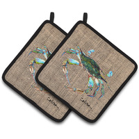 "Caroline's Treasures Crab Pair of Pot Holders 8731PTHD, 7.5HX7.5W, Multicolor"