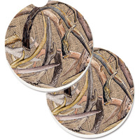"Caroline's Treasures Deer Horns Set of 2 Cup Holder Car Coasters 8732CARC, 2.56, Multicolor"