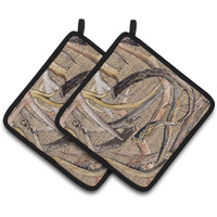 "Caroline's Treasures Deer Horns Pair of Pot Holders 8732PTHD, 7.5HX7.5W, Multicolor"
