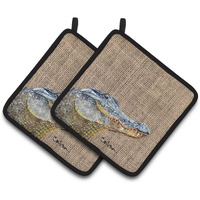"Caroline's Treasures Alligator Pair of Pot Holders 8733PTHD, 7.5HX7.5W, Multicolor"