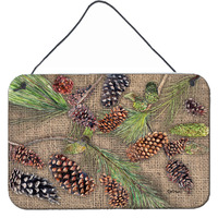 "Caroline's Treasures Pine Cones Indoor Aluminum Metal Wall or Door Hanging Prints, 8 x 12"", Multicolor"