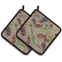 "Caroline's Treasures Pine Cones Pair of Pot Holders 8735PTHD, 7.5HX7.5W, Multicolor"