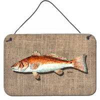 "Caroline's Treasures Fish Red Fish Indoor Aluminum Metal Wall or Door Hanging Prints, 8 x 12"", Multicolor"