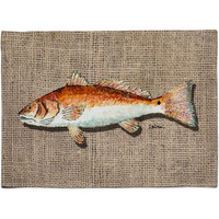 "Caroline's Treasures 8736PLMT Fish Red Fish Fabric Placemat, Multicolor"