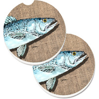 "Caroline's Treasures Fish Speckled Trout Set of 2 Cup Holder Car Coasters 8737CARC, 2.56, Multicolor"