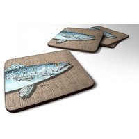 "Caroline's Treasures 8737FC Fish Speckled Trout Foam Coasters (Set of 4), 3.5"" H x 3.5"" W, Multicolor"