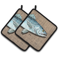 "Caroline's Treasures Fish Speckled Trout Pair of Pot Holders 8737PTHD, 7.5HX7.5W, Multicolor"
