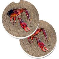 "Caroline's Treasures Crawfish Set of 2 Cup Holder Car Coasters 8739CARC, 2.56, Multicolor"