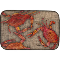 "Caroline's Treasures Cooked Crabs on Faux Burlap Dish Drying Mat, 14 x 21, Multicolor"