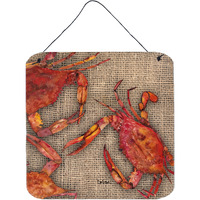 "Caroline's Treasures 8742DS66 Crab Aluminum Metal Wall or Door Hanging Prints, 6 x 6"", Multicolor"