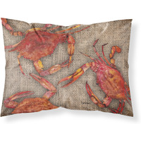 "Caroline's Treasures 8742PILLOWCASE Cooked Crabs On Faux Burlap Moisture Wicking Fabric Standard Pillowcase, Large, Multicolor"