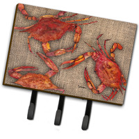 "Caroline's Treasures 8742TH68 Cooked Crabs on Faux Burlap Leash or Key Holder, Large, Multicolor"