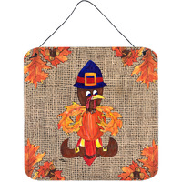 "Caroline's Treasures Thanksgiving Turkey Pilgrim Fleur De Lis Wall or Door Hanging Prints, 6 x 6"", Multicolor"