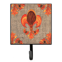 "Caroline's Treasures 8744SH4 Thanksgiving Turkey Fleur De Lis Leash Holder or Key Hook, Small, Multicolor"