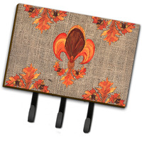 "Caroline's Treasures 8744TH68 Thanksgiving Turkey Fleur De Lis Leash Holder or Key Hook, Large, Multicolor"