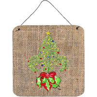 "Caroline's Treasures Christmas Tree Fleur De Lis Aluminum Metal Wall or Door Hanging Prints, 6 x 6"", Multicolor"