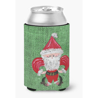 Christmas Santa Fleur de lis Can or Bottle Beverage Insulator Hugger