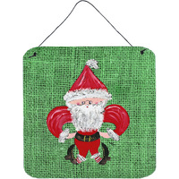 "Caroline's Treasures Christmas Santa Fleur De Lis Aluminum Metal Wall or Door Hanging Prints, 6 x 6"", Multicolor"