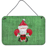 "Caroline's Treasures Christmas Santa Fleur De Lis Indoor Aluminum Metal Wall or Door Hanging Prints, 8 x 12"", Multicolor"