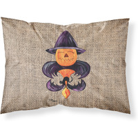 "Caroline's Treasures 8748PILLOWCASE Halloween Pumpkin Bat Fleur De Lis Moisture Wicking Fabric Standard Pillowcase, Large, Multicolor"