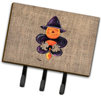 "Caroline's Treasures 8748TH68 Halloween Pumpkin Bat Fleur De Lis Leash Holder or Key Hook, Large, Multicolor"