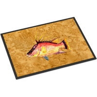 "Caroline's Treasures 8751MAT Hog Snapper on Gold Indoor or Outdoor Mat, 18 x 27"", Multicolor"