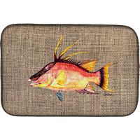 "Caroline's Treasures Hog Snapper on Faux Burlap Dish Drying Mat, 14"" x 21"", Multicolor"